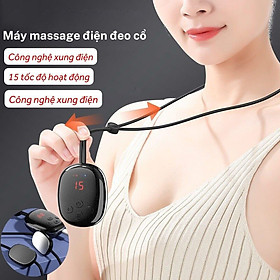 Dây Đeo Massage Cổ Vai Gáy Máy Mát Xa Xung Điện Kép 15 Cường Độ Rung Hỗ Trợ Giảm Đau Mỏi Cơ