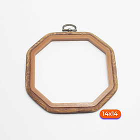 Mua Khung bát giác nhựa họa tiết vân gỗ phong cách vintage trang trí sản phẩm thêu thùa xinh xắn