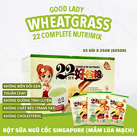 Bột ngũ cốc dinh dưỡng thương hiệu Good Lady Singapore - Mầm lúa mì - 22 Nutrimix Complete Wheat Grass (25 gói/ 625g)