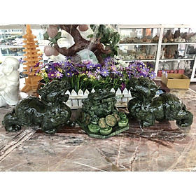 Mua Bộ combo Tỳ Hưu dài 25cm và Tượng Cóc Ba Chân  Cóc Ngậm Tiền  Thiềm Thừ phong thủy dài 20cm đá ngọc Ấn Độ trang trí bàn thờ thần tài thổ địa