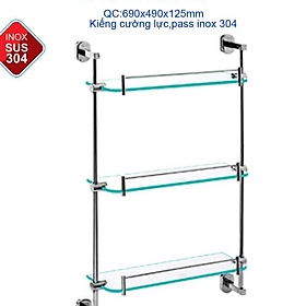 Kệ kiếng KAG-304SU141, kệ xà phòng 3 tầng phòng tắm cao cấp Inox Nhật Bản