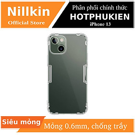 Ốp lưng silicon dẻo trong suốt cho iPhone 13 (6.1 inch) hiệu Nillkin mỏng 0.6mm - hàng nhập khẩu