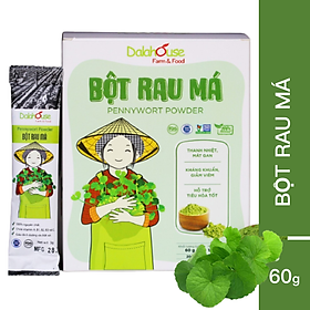 Bột Rau Má Dalahouse Hộp 60g (Mẫu mới nhất bao gồm trăng tròn tuýp 3g) Nguyên hóa học sấy lạnh lẽo - Mát gan lì giải độc