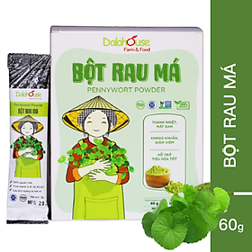 Bột Rau Má Dalahouse Hộp 60g (Mẫu mới gồm 20 tuýp 3g) Nguyên chất sấy lạnh - Mát gan giải độc