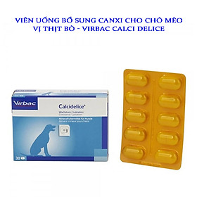 Viên Uống Bổ Sung Canxi Cho Chó Mèo Vị Thịt Bò Virbac Calci Delice Hộp 30 Viên