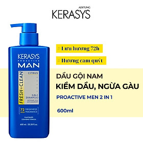 Dầu gội nam Sạch Sâu, Ngăn Ngừa Gàu, Kiềm Dầu Kerasys Proactive Men 2 in 1 Hàn Quốc 600ml