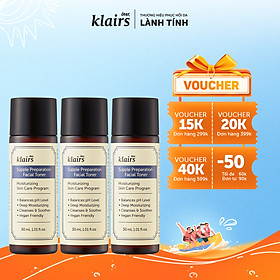 Combo 3 nước hoa hồng Dear Klairs Supple Preparation Facial Toner mini 30ml