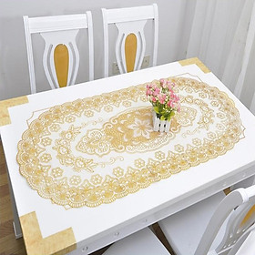 Khăn trải bàn kích thước 40x85cm, họa tiết ren hoa cao cấp