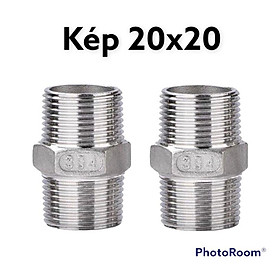 Mua Đầu nối ren inox 1/2 (21mm) 3/4 (27mm) kép lơ cả rá măng sông nối ren ống nước - Inox bóng
