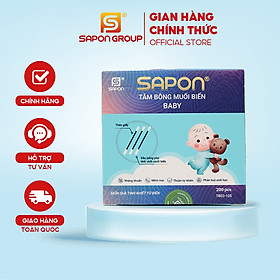 Tăm Bông Muối Biển SAPON Baby Thân Giấy – 200 Que/Hộp (TB02-105), Mềm Mại, An Toàn Cho Bé, Không Rụng Sợi