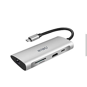 Hình ảnh  Hub Chia Cổng USB Type C Đa Năng 8 In 1 WiWU Alpha A831HRT Cho Macbook, Laptop, Ipad Tích Hợp 8 Giao Diện - Hàng Chính Hãng