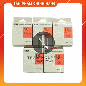 Mua  Combo 5 cuộn  Nhãn in Tepra SC18RW (LC-5RBP) - Chữ đen nền đỏ 18mm x 8m - Hàng nhập khẩu