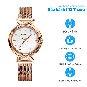 Đồng Hồ Nữ PAGINI PA2266 Mặt Đá Cẩm Thạch, Viền Đính Đá, Dây Titanium Thời Trang Siêu Cao Cấp