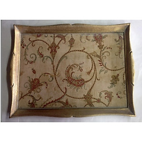 Khay gỗ chũ nhật mạ vàng SEZZATINI Artemisia 32x45cm 2770L