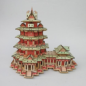 Đồ chơi lắp ráp gỗ 3D Mô hình Tháp Yuejiang Tower Laser HG-F031 Kèm đèn LED