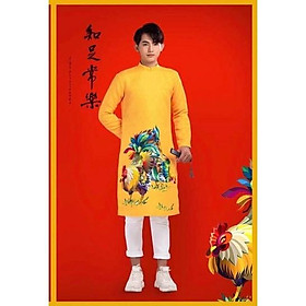 Áo nam tết con gà vàng tím