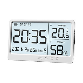 Digital Hygrometer Thermometer Alarm Clock Temperature Humidity Monitor Humidity Meter for Tabletop Office Greenhouse Indoor