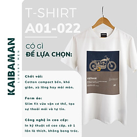 [A01-022] Áo Thun T-Shirt In Hình Hai Màu Xanh Trắng Áo Phông Nam Cổ Tròn Cotton Compact  - KAIBAMAN STORE