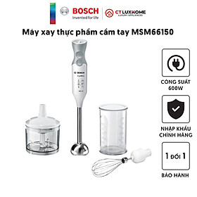 Máy xay thực phẩm cầm tay Bosch MSM66150 12 cấp tốc độ, 600W, 220V, 50/60Hz, Kèm cây đánh trứng [Hàng chính hãng]