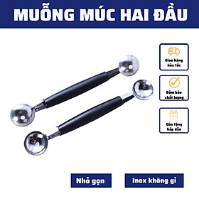 Mua thìa muỗng inox múc 2 dầu tạo kiểu hình múc hoa quả  múc kem múc trái cây  muỗng decor cao cấp không gỉ an toàn sử dụng
