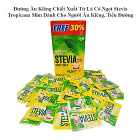 Hộp 65 Gói Đường Ăn Kiêng Tropicana Slim Chiết Xuất Từ Lá Cỏ Ngọt Stevia Cho Người Người Tiểu Đường, Ăn Theo Chế Độ Healthy, Eatclean