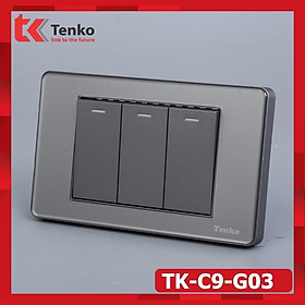 Mua Công Tắc 3 Nút Âm Tường – Mặt PVC Trong Bo Viền Xám - Chống Xước  Chống Bạc Màu Tenko TK-C9-G003