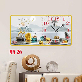Mua { Mẫu Ngang mới hót nhất } Tranh đồng hồ treo tường tráng gương 3d cao cấp giá xưởng { Tặng pin móc đinh treo đa năng