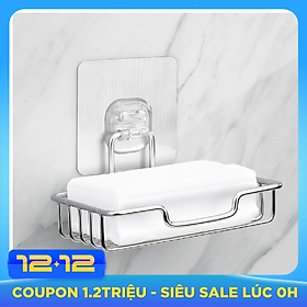 Kệ Xà Phòng Inox Dán Tường Có Kèm Móc Dán Tường - Khay Inox Đựng Xà Phòng Dán Tường Gạch Men Tiện Lợi Không Cần Khoan Tường