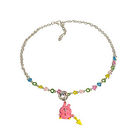 Colorful Choker Necklace Bunny Rabbit Pendant Necklace for Beach Summer