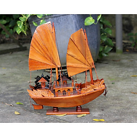 Mô hình thuyền buồm gỗ trang trí Rồng Hạ Long 40cm