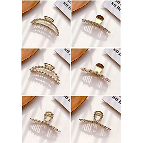 Bộ 02 Kẹp Tóc Càng Cua Đính Pha Lê Nhân Tạo-Ngọc Trai Giả Sành Điệu Cho Nữ - Giao ngẫu nhiên