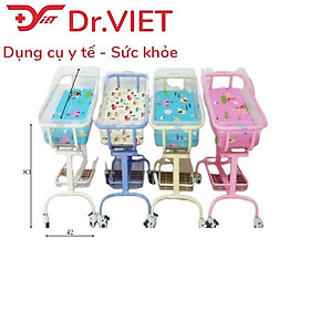 GIƯỜNG SƠ SINH TJM- XN02 - Bốn bánh nhỏ linh hoạt, có khay sắt