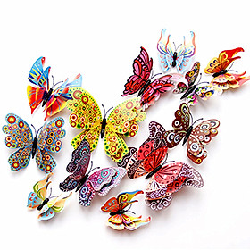 24 Cái Miếng Dán Bướm 3D 2 Lớp để Trang Trí Văn Phòng Tại Nhà