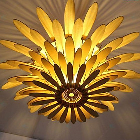 Đèn trang trí hoa cúc bằng gỗ decor nhà hàng, cafe, homestay thả trần hoặc ốp tường.