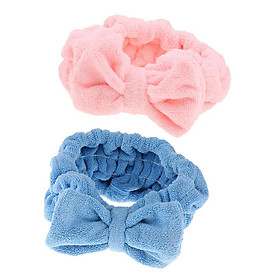 2x Cute Sweety Bow Soft Towel Hair Band Wrap Headband for Bath Spa Make Up