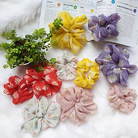 CỘT TÓC SCRUNCHIES VOAN TƠ HOA CÚC NHIỀU MÀU TO DÚN NHIỀU ĐẸP CJ4