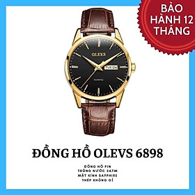 Đồng Hồ Nam OLEVS OL6898 Dây Da Siêu Nhẹ, Siêu Bền, Mặt Đồng Hồ Đính Kim Cương Nhân Tạo Làm Toát Lên Sự Đẳng Cấp , Sang Trọng , Mặt Kính Chống Trầy Xước , Chống Nước 3atm , Kiểu Dáng Năng Động, Phong Cách Lịch Lãm