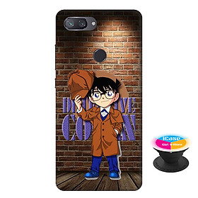 Ốp lưng nhựa dẻo dành cho Xiaomi Mi 8 Lite in hình Conan Detective - Tặng Popsocket in logo iCase - Hàng Chính Hãng