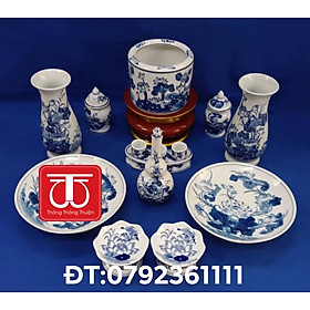 Mua BỘ BÁT HƯƠNG VẼ SEN (ĐK BÁT: 16 18 20) ĐẾ GỖ SƠN SON THẾP VÀNG  ĐẾ CAO 12CM