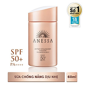 Sữa Chống Nắng Dịu Nhẹ Cho Da Nhạy Cảm Anessa Perfect UV Sunscreen Mild Milk SPF50+, PA++++ 60ml