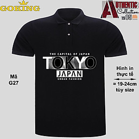 TOKYO JAPAN, mã G27. Áo thun polo cổ trụ cho nam nữ, form unisex. Áo phông cá sấu hàng hiệu Goking, quà tặng cao cấp cho gia đình, cặp đôi, doanh nghiệp