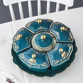 Khay mứt sứ sáu ngăn vương miện có đế xoay 360 độ