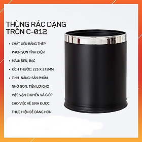 Mua Thùng rác văn phòng cao cấp 2 lớp màu đen chất liệu thép sơn tĩnh điện