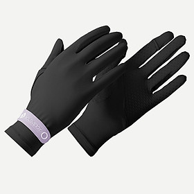 Găng tay dành cho nữ chống nắng, chống tia cực tím, thoáng khí, chống trượt, chất liệu mềm mại, co giãn-Màu đen-Size Một cỡ