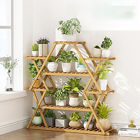 Mua Kệ hoa zizac tiện ích Kệ để cây cảnh gỗ tre ban công  sân vườn cao cấp MGK045