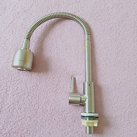 Vòi chén bẻ lạnh_Vòi rửa chén lạnh inox SUS 304 Cao Cấp _ Vòi Rửa Chén Lạnh Cần Bẻ Lò Xò Sử Dụng cho 2 Hộc Chậu