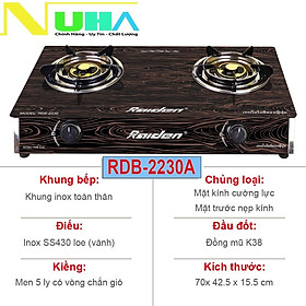 Mua Bếp ga đôi kiếng cường lực Raiden RDB2230A  đầu đốt đồng mũ K38  kiềng men 5 ly-Hàng chính hãng