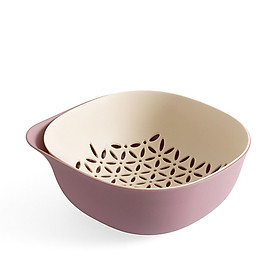 Rổ nhựa họa tiết hoa kèm chậu đa năng 30x30x9,8cm