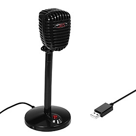 F13 Computer Microphone USB Desktop Microphone Omnidirectional Capacitive Microphone for Meeting Game Live Black