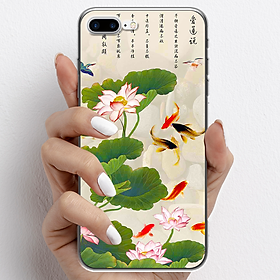 Ốp lưng cho iPhone 7 Plus, iPhone 8 Plus nhựa TPU mẫu Hoa sen cá